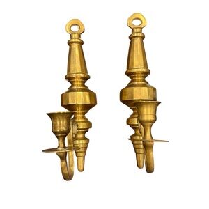 Vintage Solid Brass Wall Sconces (2)